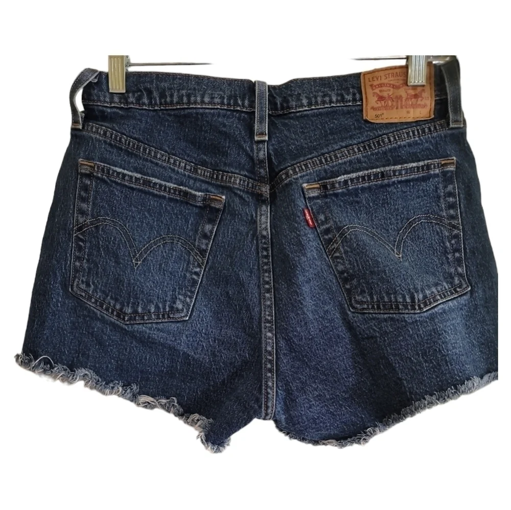 Levi's 501 Button Fly Cutoff Denim Jean Shorts 29 Dark Wash